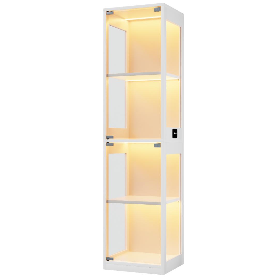 大型LED付ガラスケース幅40cm 4段 大型 フィギュア収納　WHITE