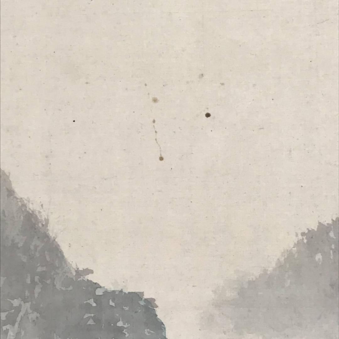 【真作】石仙/山家図/山村人物図/山水図/掛軸☆宝船☆AB-624