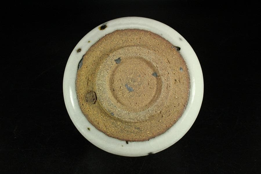 茶道具 西川実造 白釉流飛文 茶碗 共布 共箱 京焼 和食器(K-YC485)
