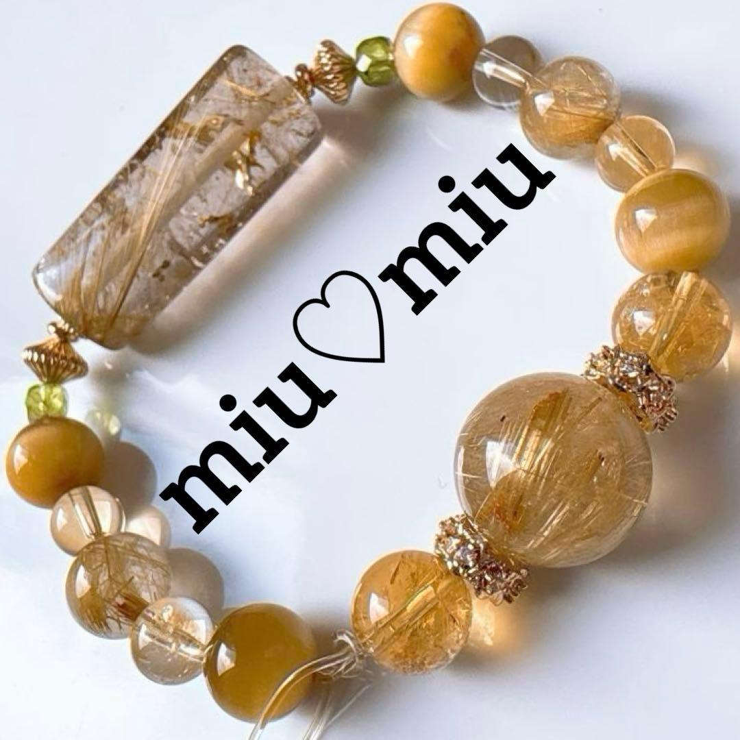 【金運アップ】大粒ルチル＆レインボーシトリン・ゴールデンタイガーアイ天然石ブレス