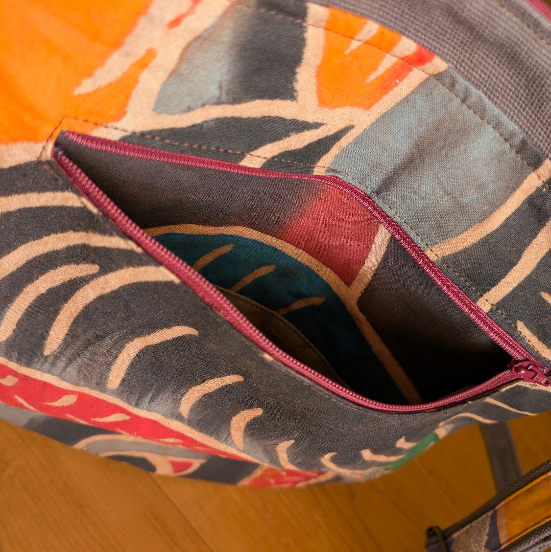 ショルダーバッグ　武者のぼり旗リメイク　柿渋染め×帆布　2026 黒いたてがみ