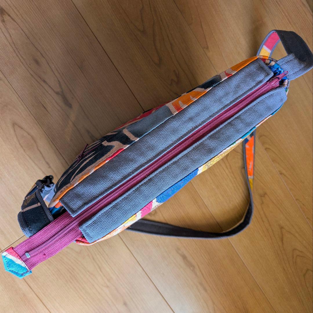 ショルダーバッグ　武者のぼり旗リメイク　柿渋染め×帆布　2026 黒いたてがみ