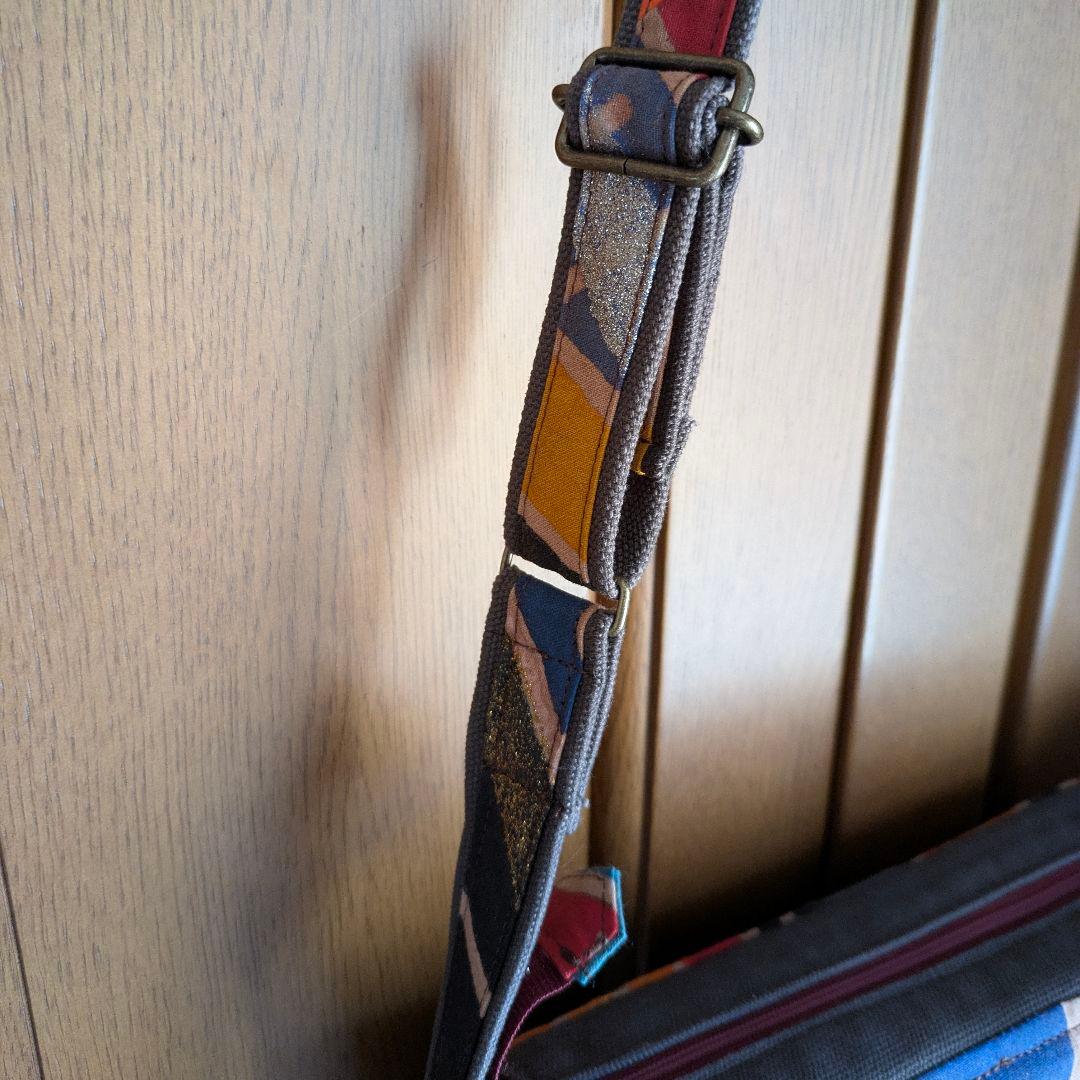 ショルダーバッグ　武者のぼり旗リメイク　柿渋染め×帆布　2026 黒いたてがみ