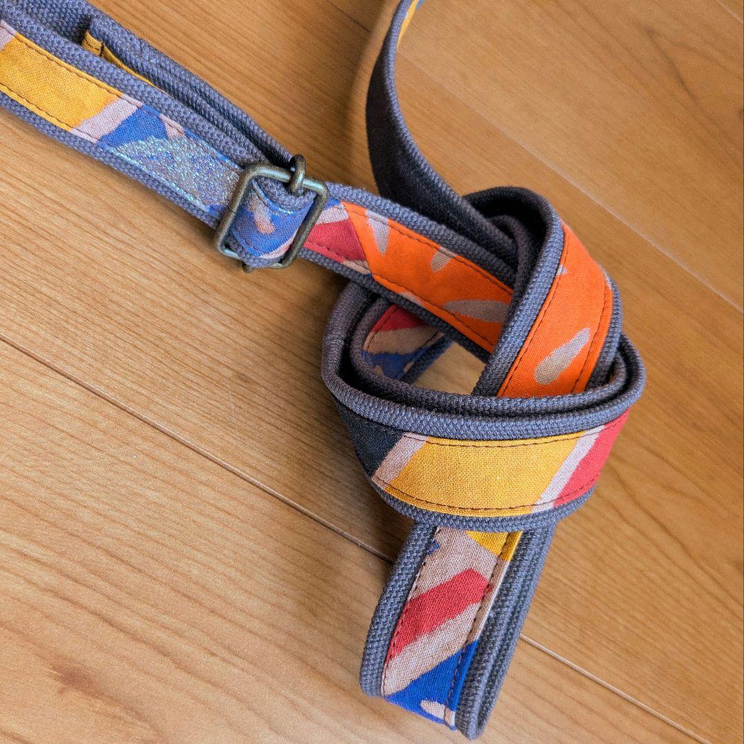 ショルダーバッグ　武者のぼり旗リメイク　柿渋染め×帆布　2026 黒いたてがみ