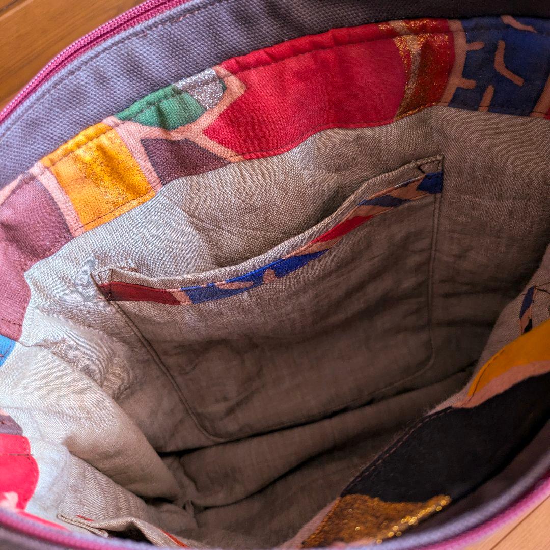 ショルダーバッグ　武者のぼり旗リメイク　柿渋染め×帆布　2026 黒いたてがみ