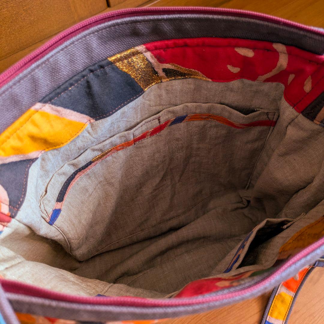 ショルダーバッグ　武者のぼり旗リメイク　柿渋染め×帆布　2026 黒いたてがみ