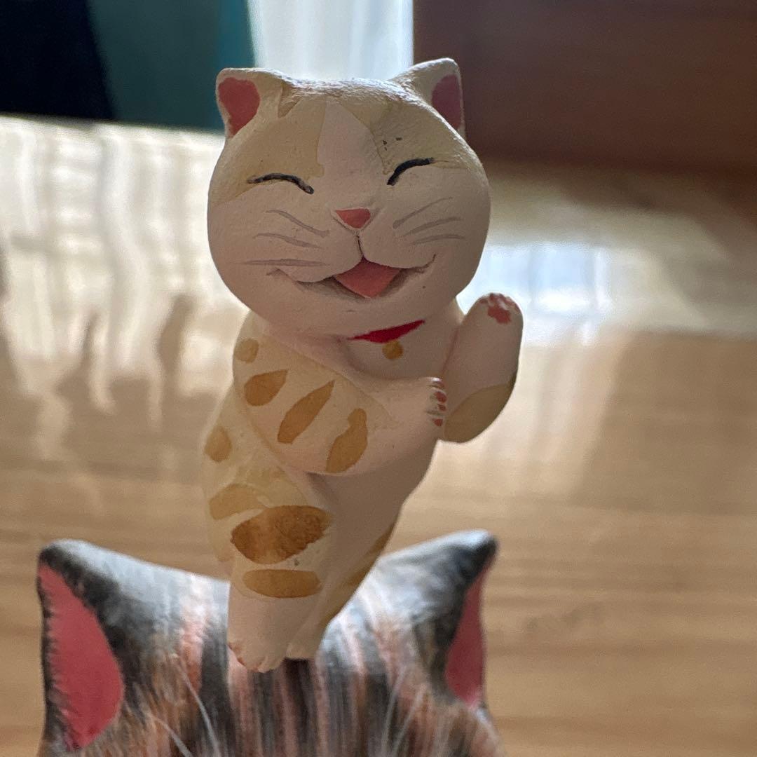 23時まで値下げ中！　作家招き猫　もりわじんさん　猫の置物　１点もの