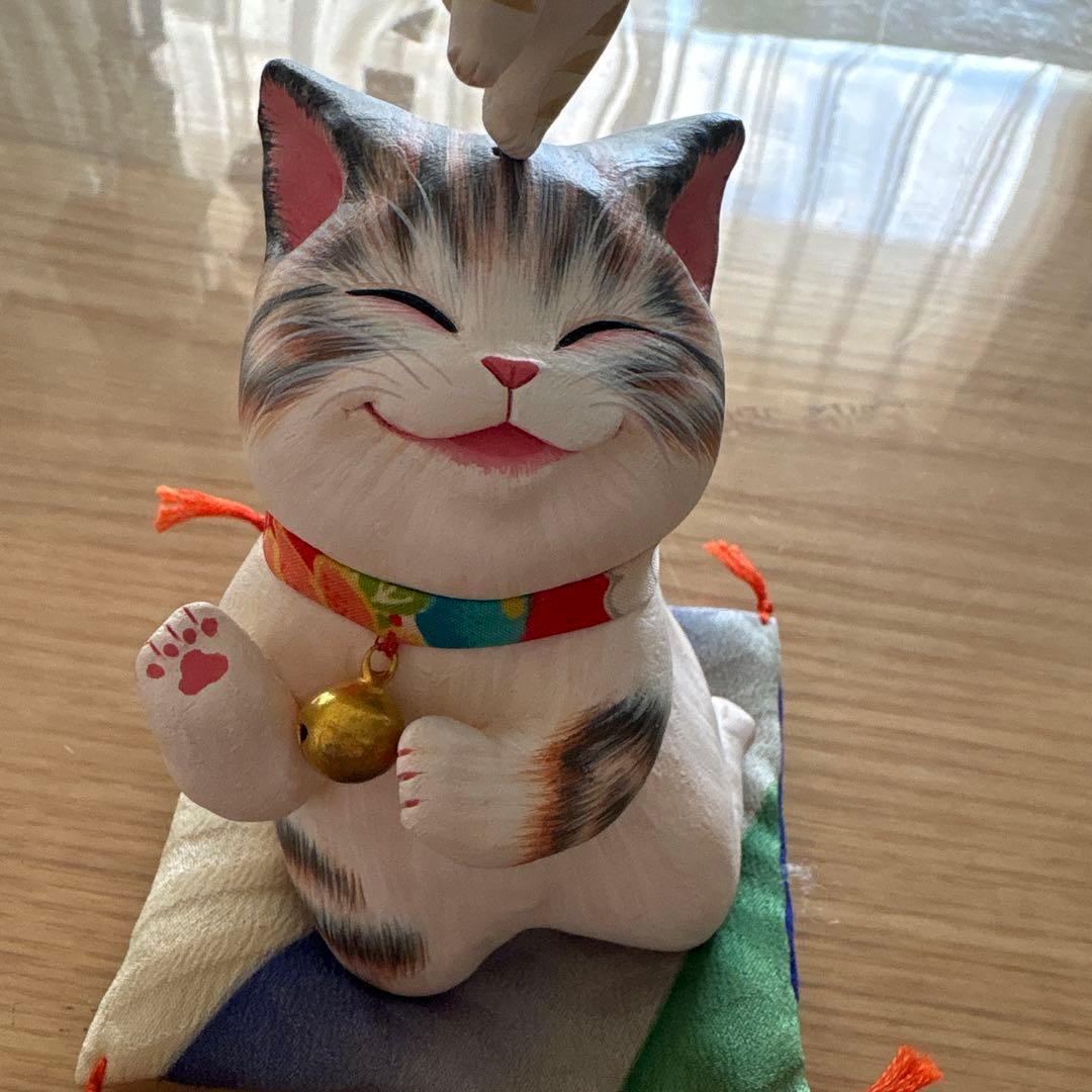 23時まで値下げ中！　作家招き猫　もりわじんさん　猫の置物　１点もの