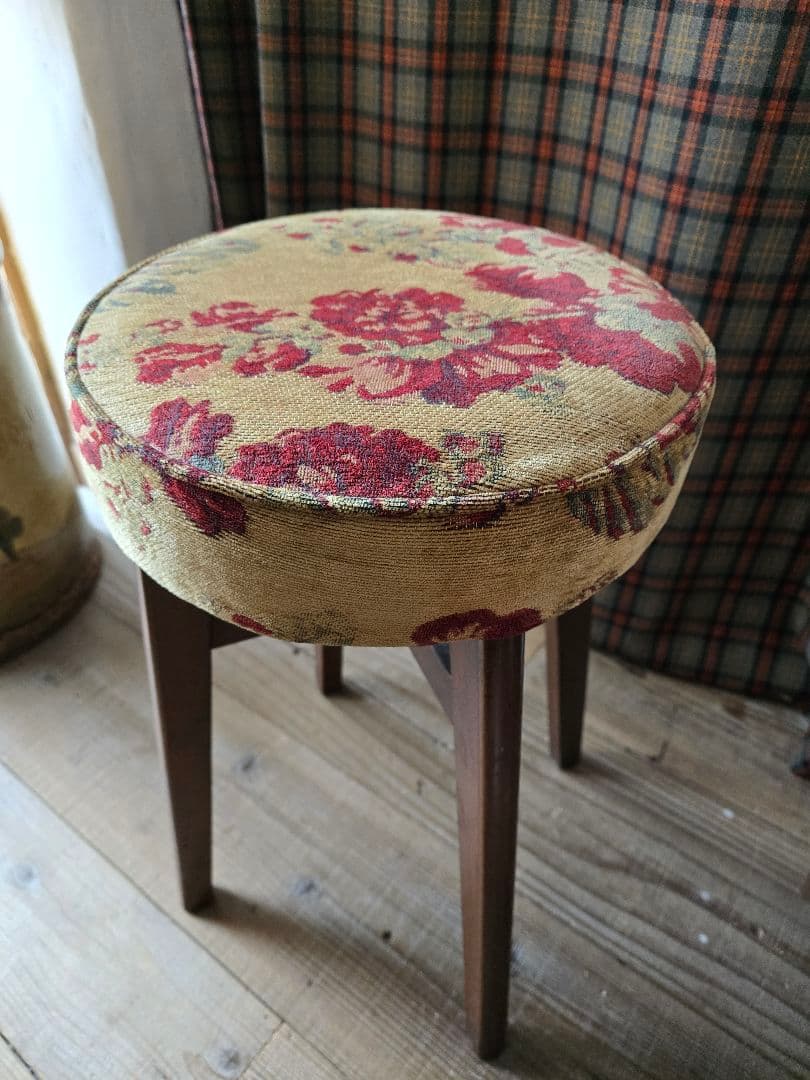 アンティーク　スツール　ファブリック