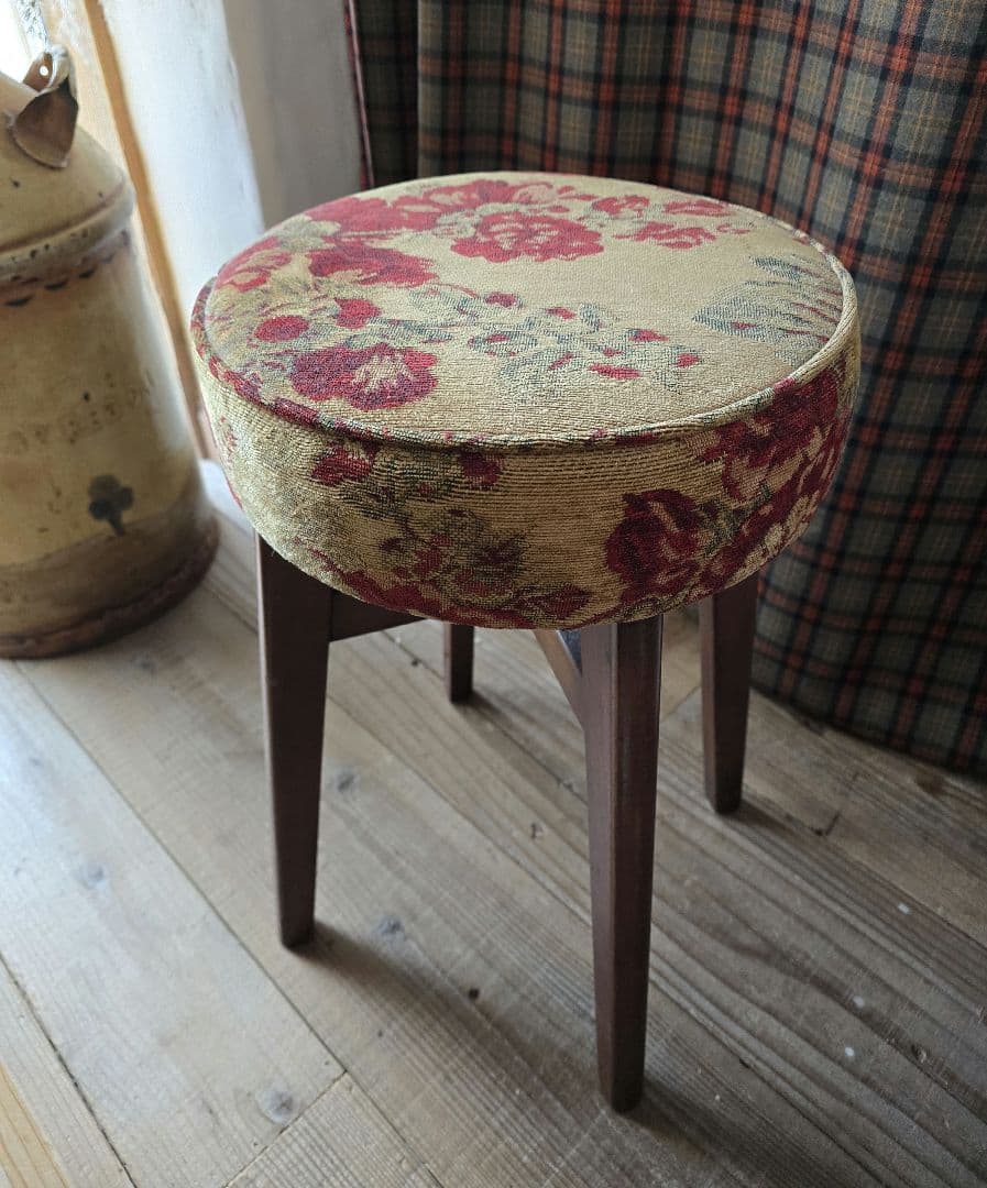 アンティーク　スツール　ファブリック
