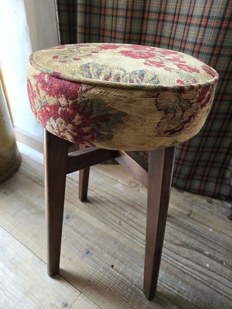 アンティーク　スツール　ファブリック
