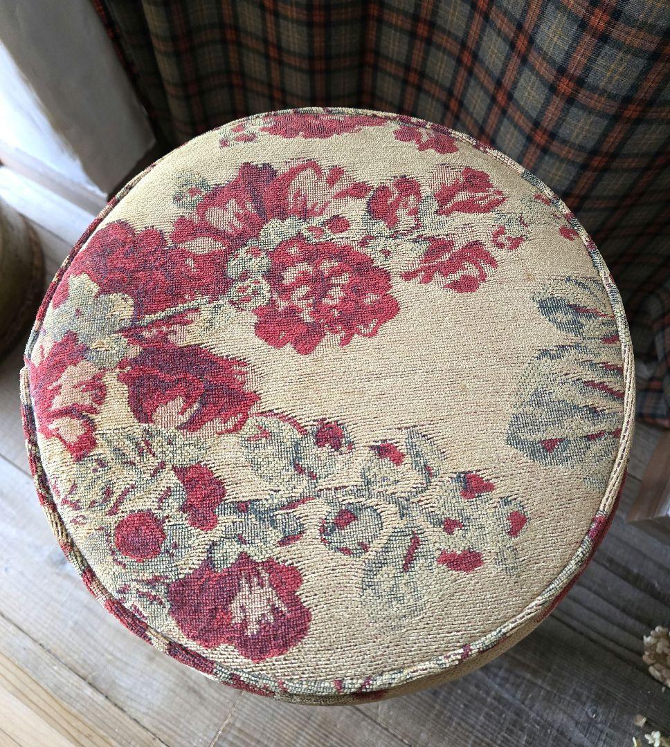 アンティーク　スツール　ファブリック