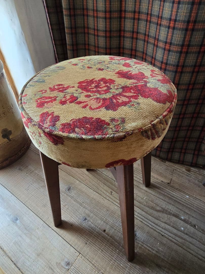 アンティーク　スツール　ファブリック