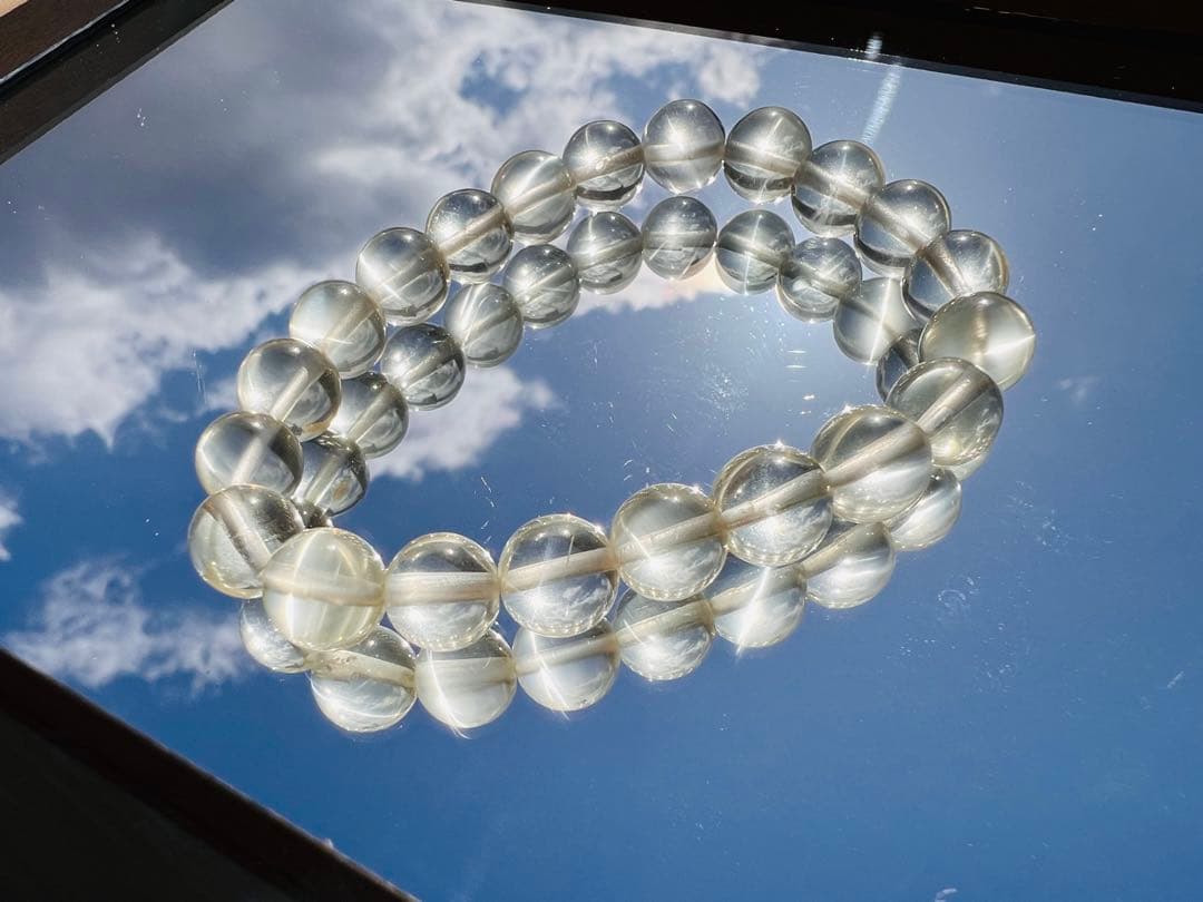 極上/透過リビアングラス 8mm ブレスレット 内径16cm 天然石 隕石 希少