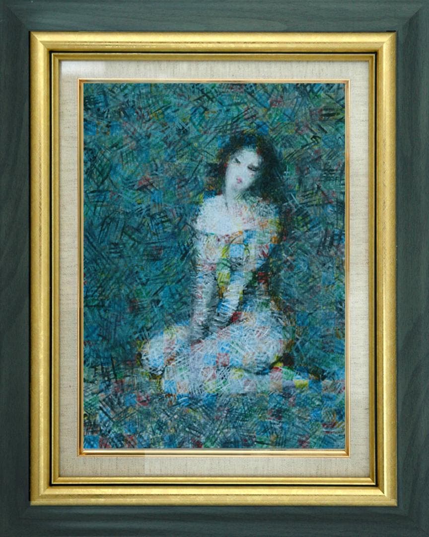 油絵 菅家令子 絵 絵画インテリア額付(白) uF6-010611 人物 女性像