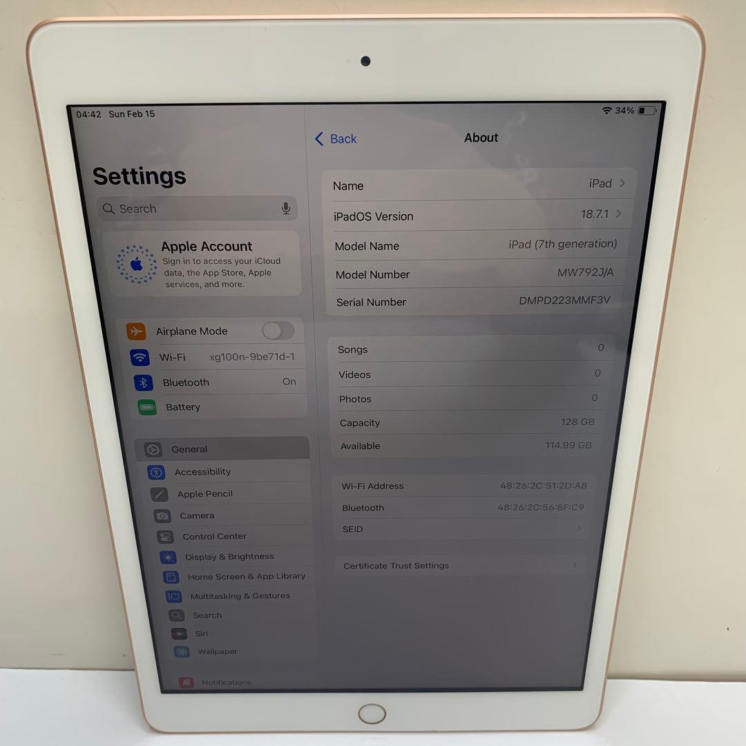 587 iPad 第7世代 128GB Wi-Fi A2197 87%