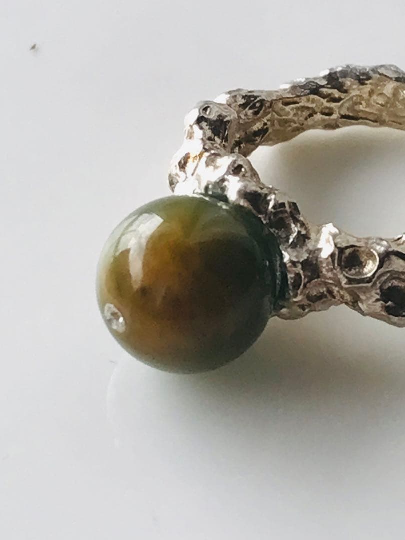 [R200-001］翡翠　リング　s925 グアテマラ産　12号　ダイヤモンド