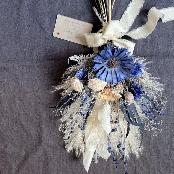 【青のスワッグ】コバルトブルー＆ホワイトのスワッグ L（ブーケ） 再販多数