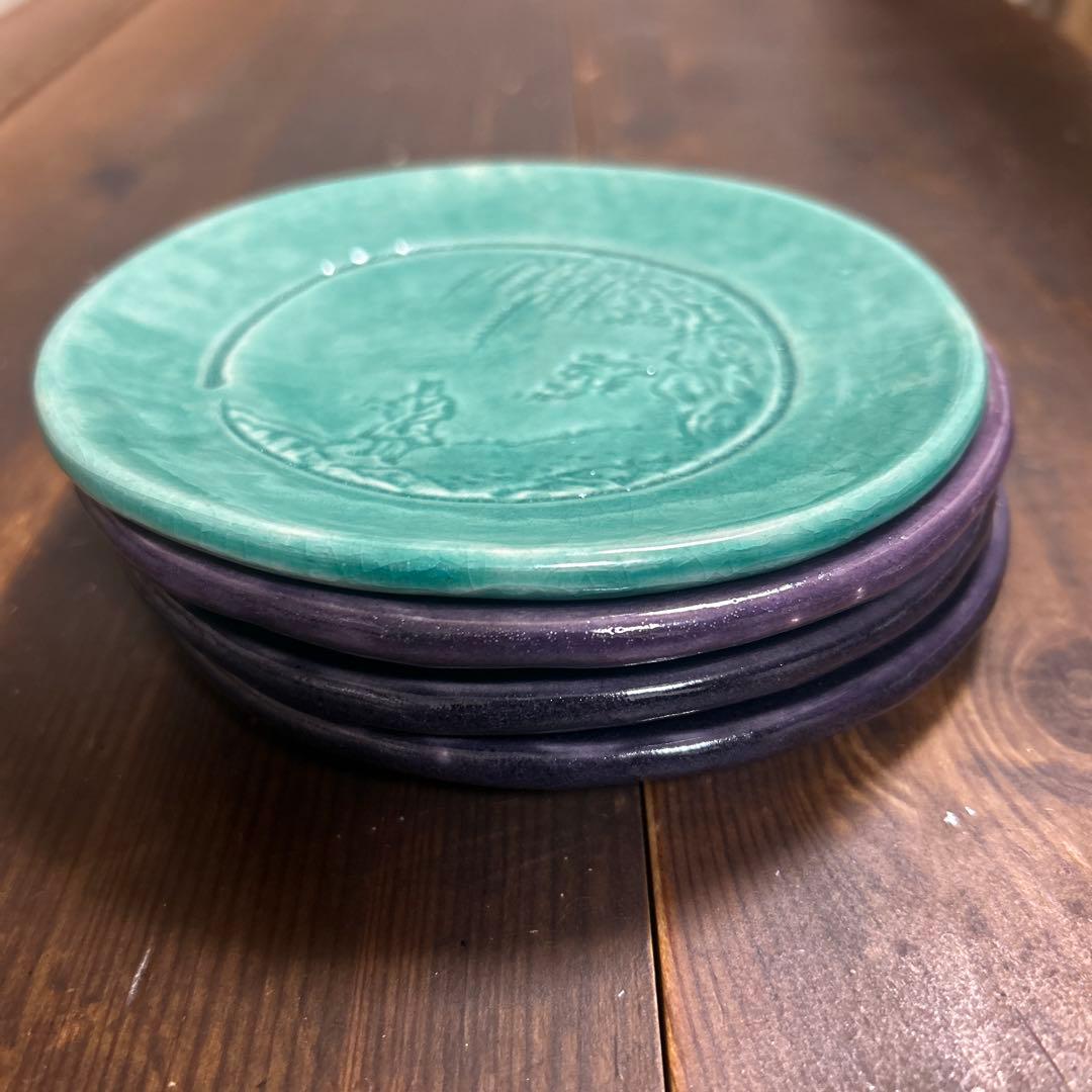 京都　京焼　清水焼　和楽窯　川崎和楽　円相　金彩　銘々皿　茶道　菓子皿