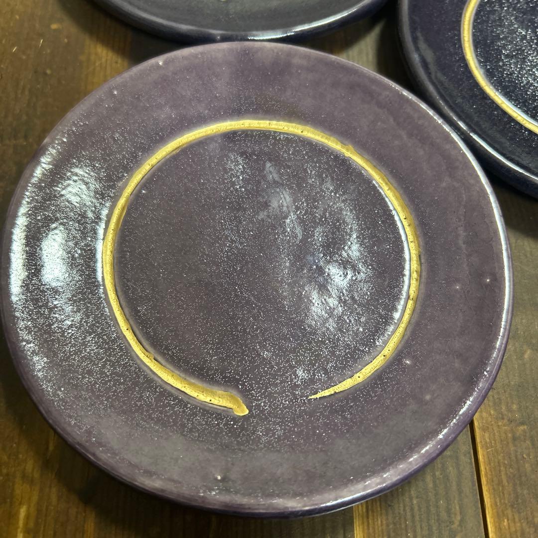 京都　京焼　清水焼　和楽窯　川崎和楽　円相　金彩　銘々皿　茶道　菓子皿