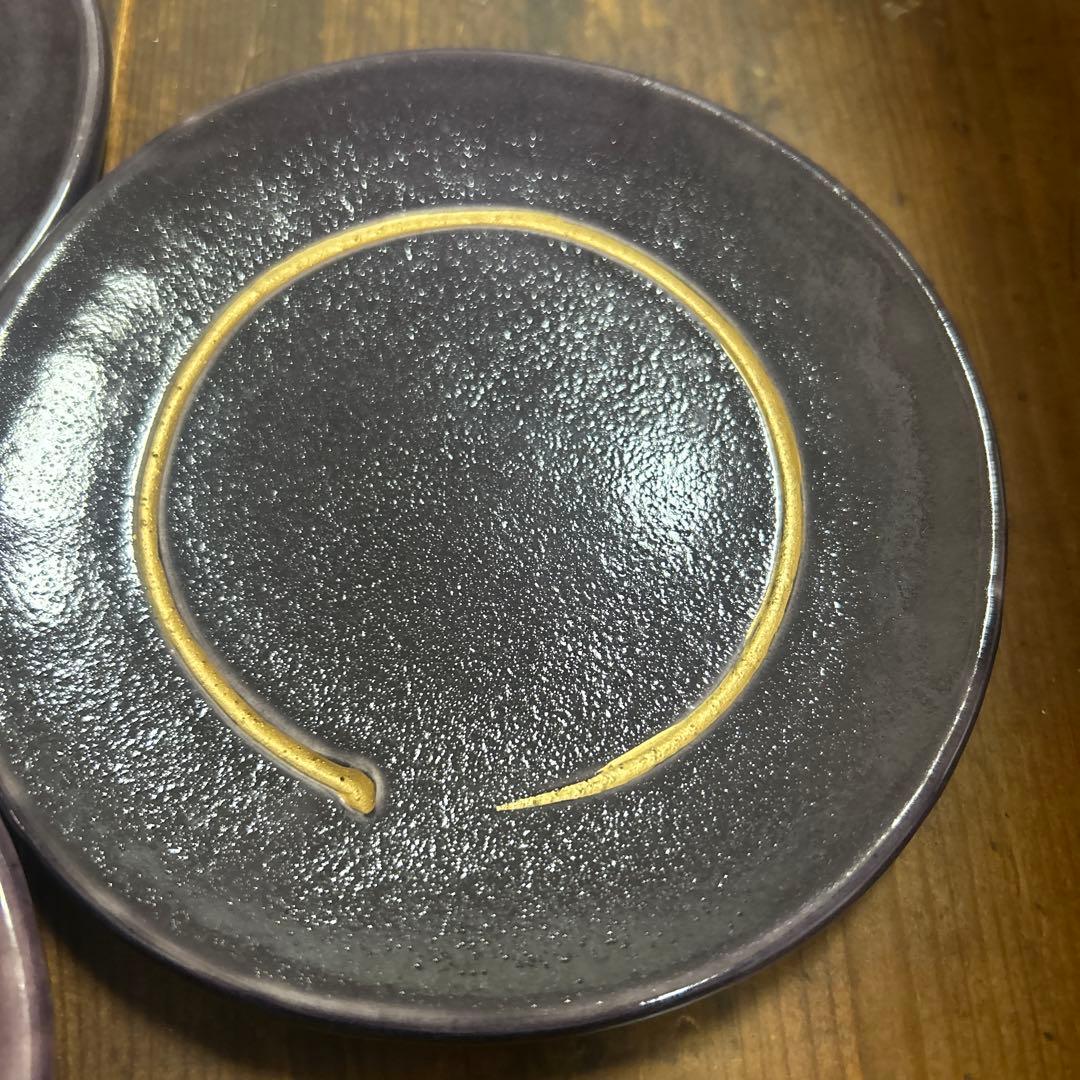 京都　京焼　清水焼　和楽窯　川崎和楽　円相　金彩　銘々皿　茶道　菓子皿