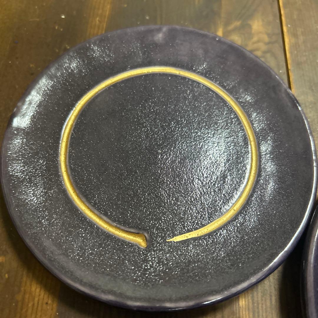 京都　京焼　清水焼　和楽窯　川崎和楽　円相　金彩　銘々皿　茶道　菓子皿