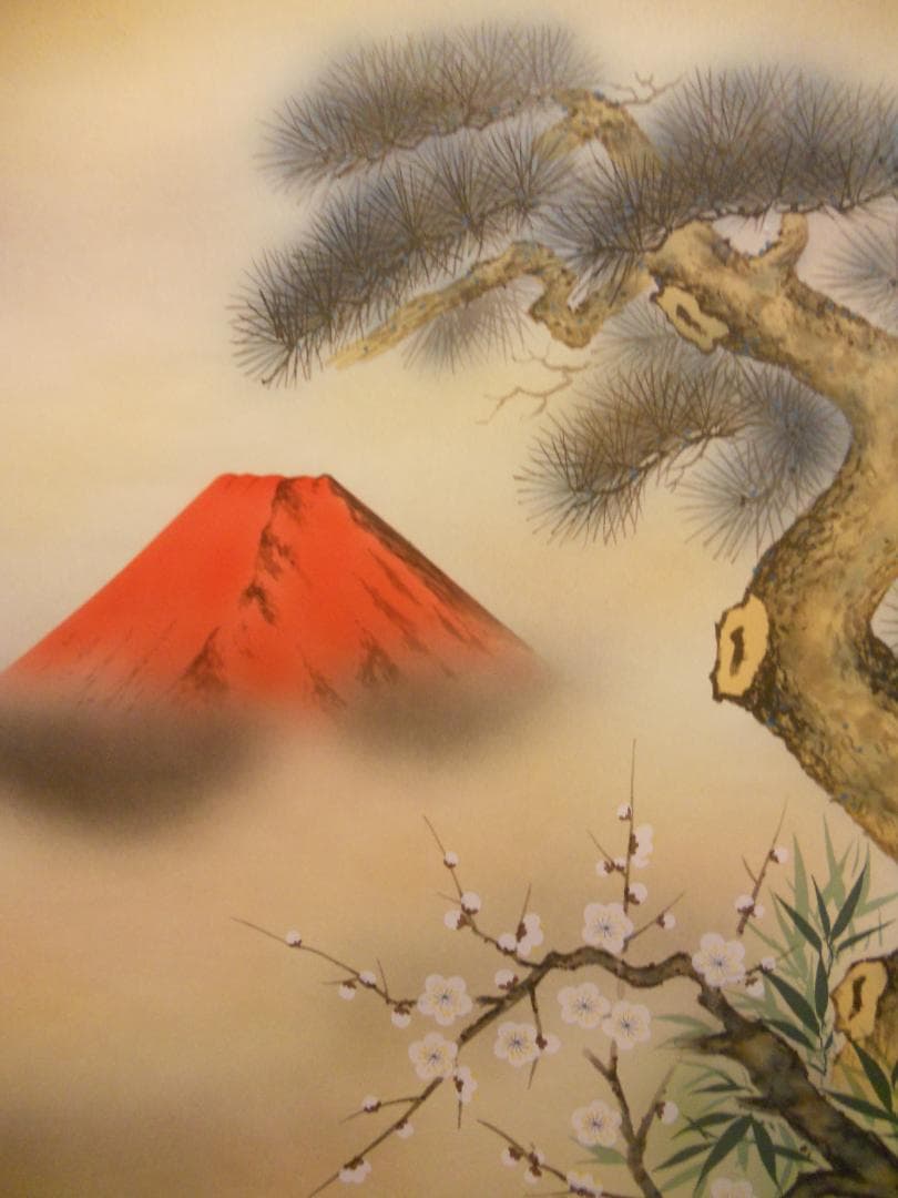 掛け軸 高木春石 『 三羊開泰 』 絹本 希少 軸装 茶道具 掛軸 美品 です。