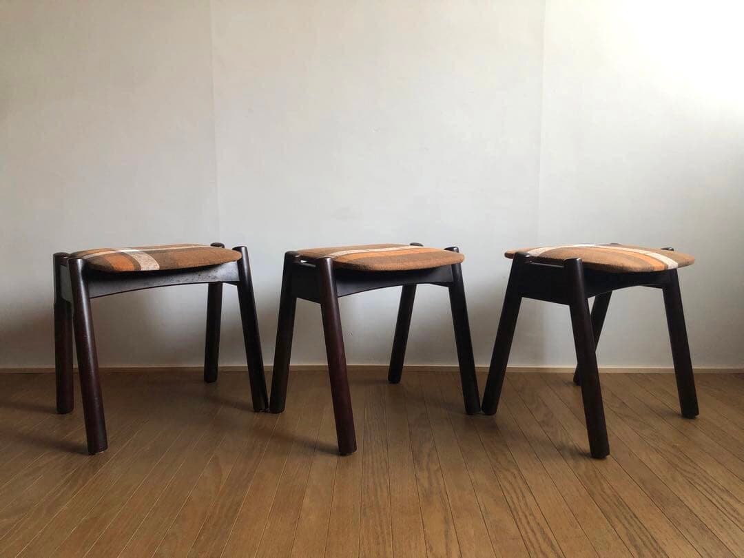 ヴィンテージ WINDS太平 スタッキングスツール3脚セット 飛騨家具 北欧