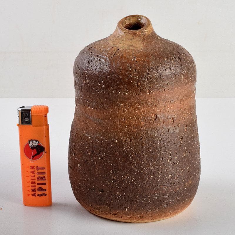 備前焼　金重道明造　伊部　擂茶花入　共箱　C　8913