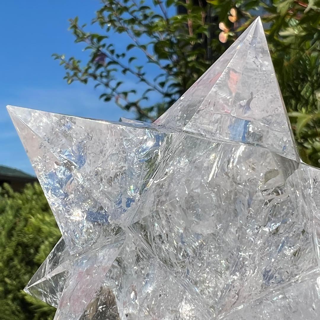 ☆特別出品☆透明度にギラギラクラック☆究極形状☆レインボー 水晶 アステロイド