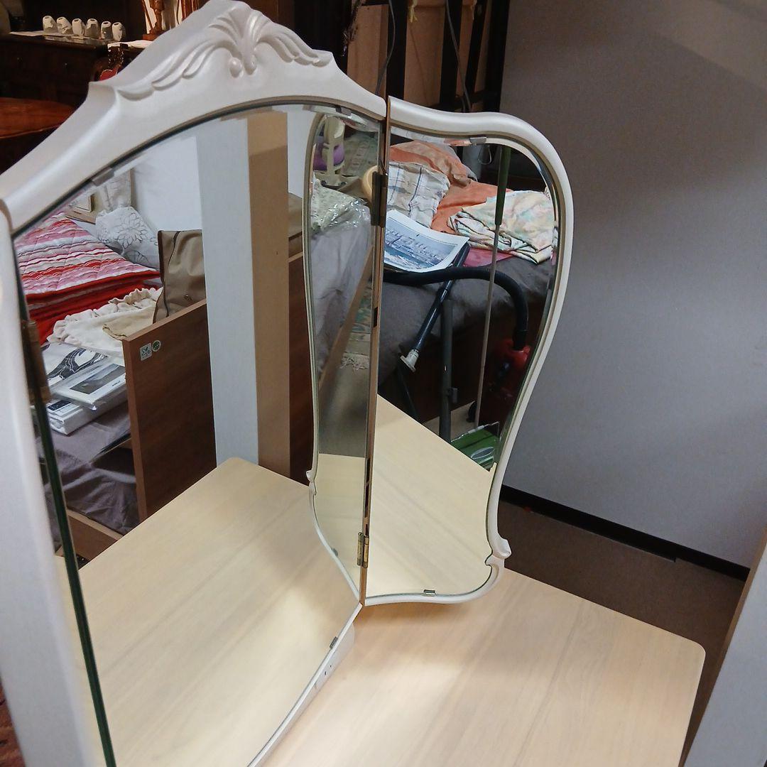 クリーム色 三面鏡 ドレッサー 松永工房 桜屋工業 ミックス