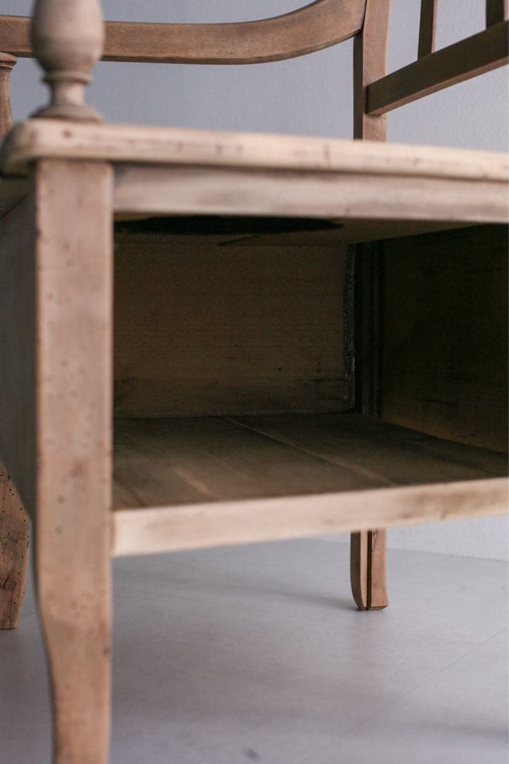 フランス　収納付きチェア　ダイニングチェア　無垢材　ブロカント　古家具