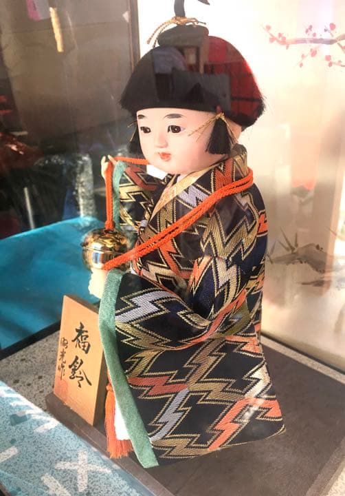 福鈴　日本人形　女の子　硝子ケース付き