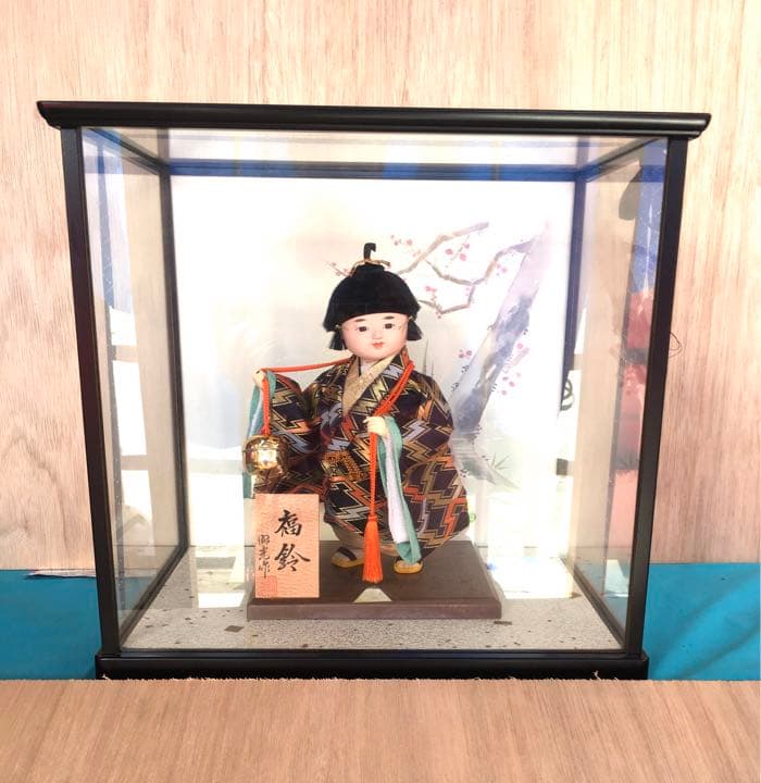 福鈴　日本人形　女の子　硝子ケース付き