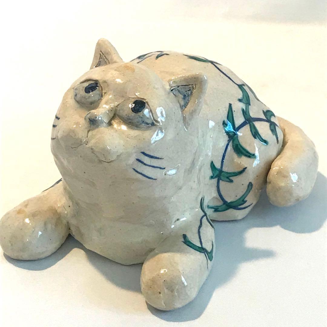 九谷焼 猫の置物 希少作家一点物