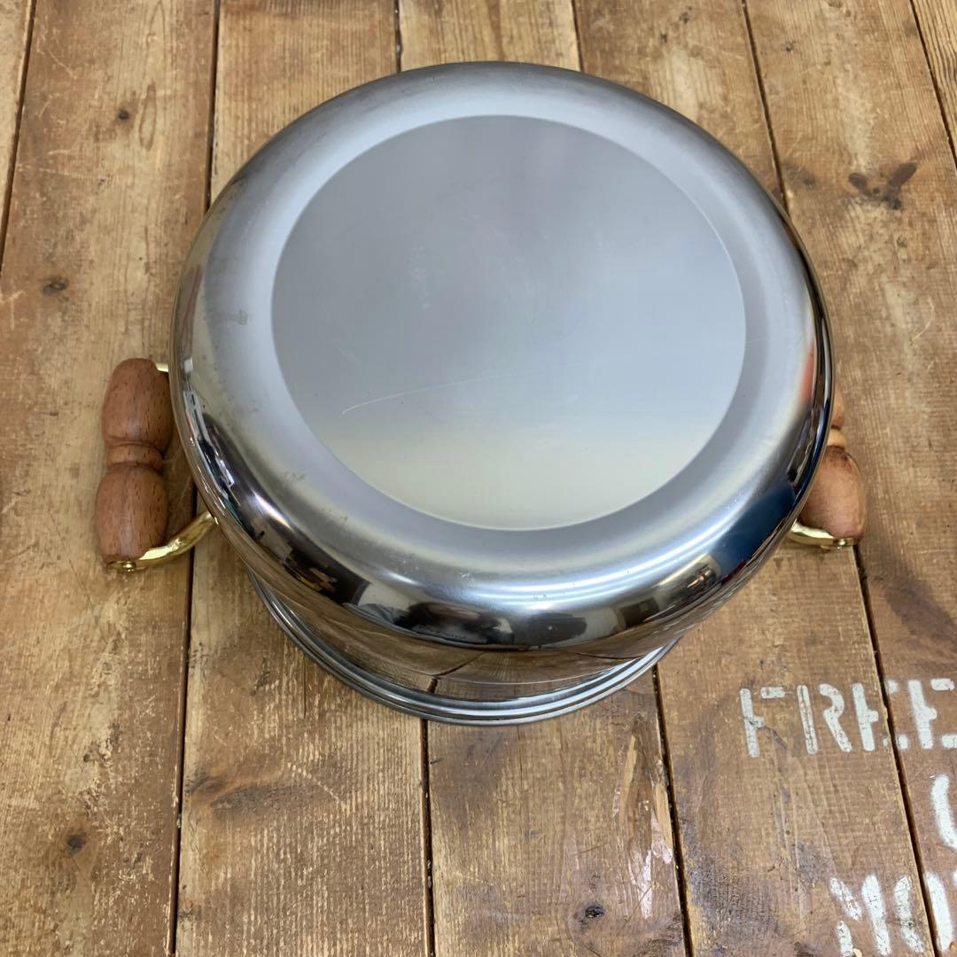 2F 【昭和レトロ】メルヘン クック ステンレス製 両手鍋 槌目仕上げ ガラス蓋