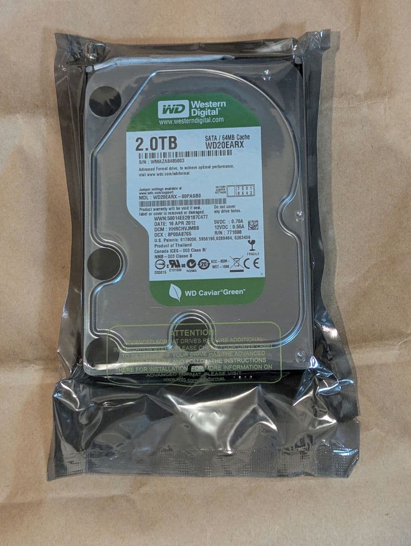 新品未開封 WD Green 2TB HDD