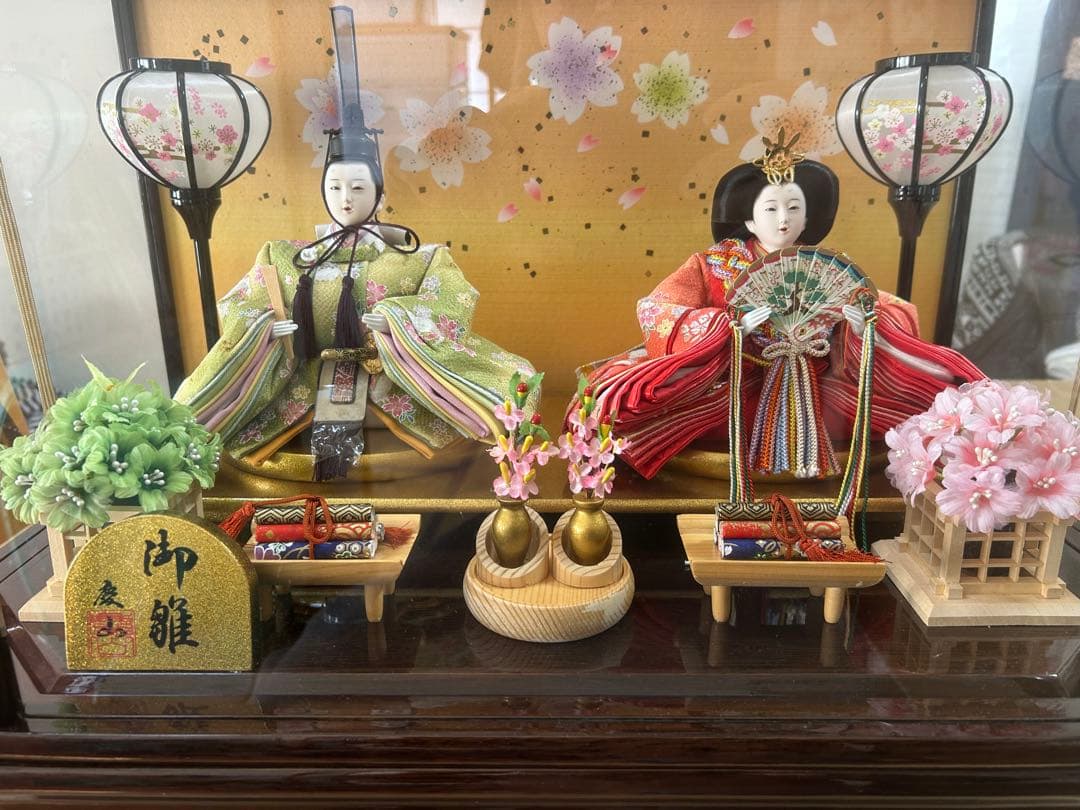 雛人形 親王飾り ガラスケース入り オルゴール付き ひな祭り