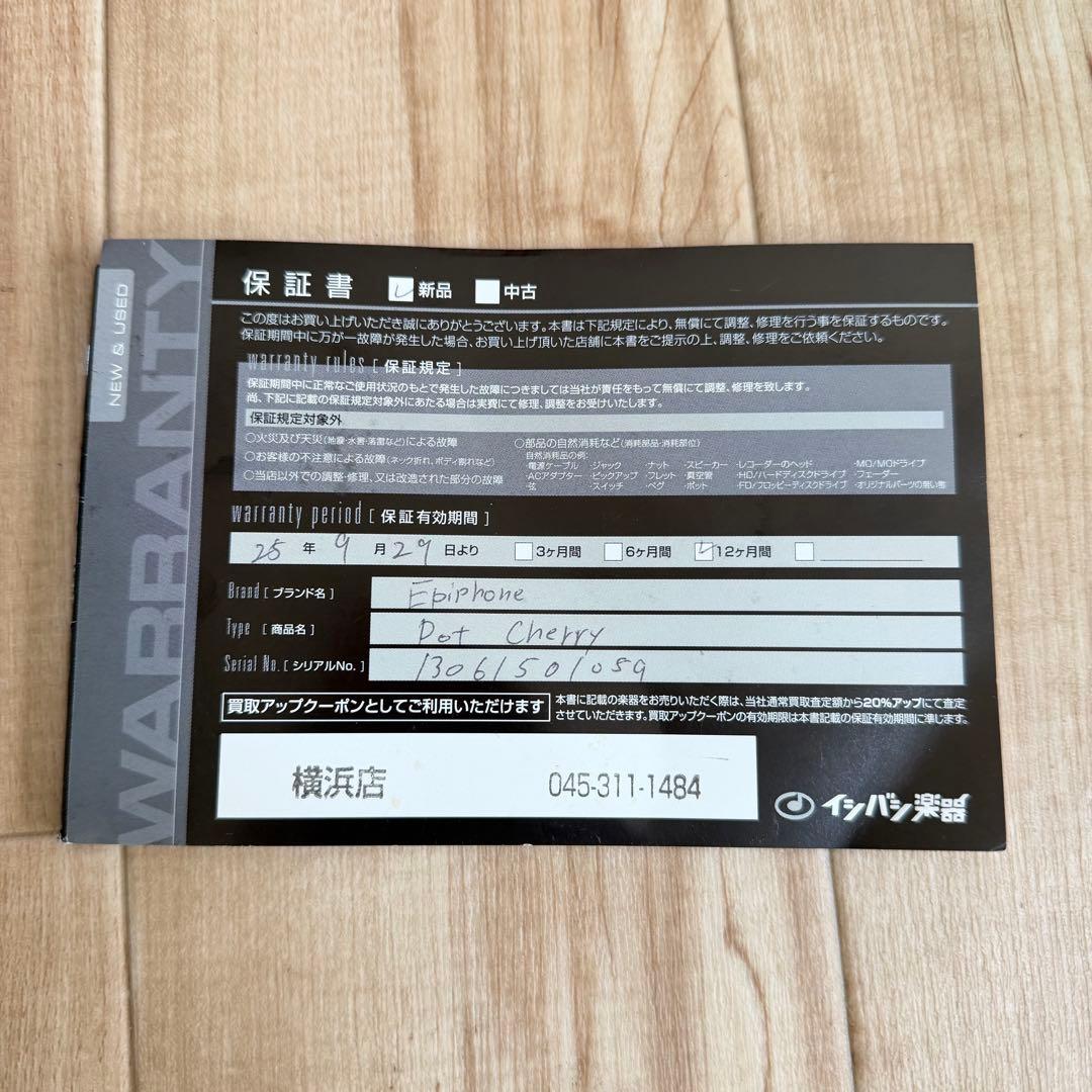 【美品】エレキギターエピフォン　Dot CH ソフトケース付