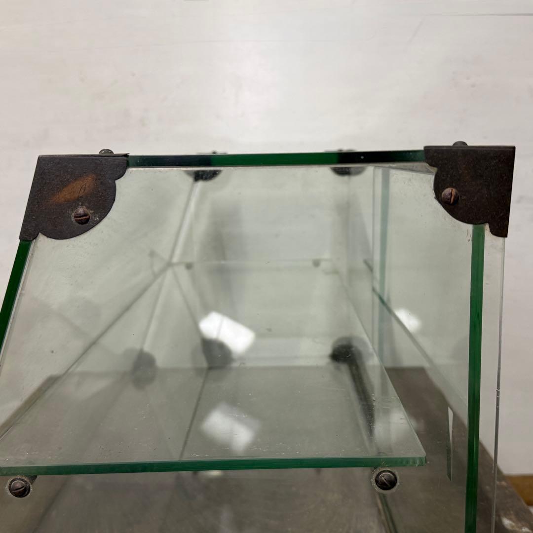 昭和レトロ ガラスケース 卓上 前面 斜め アンティーク ショーケース 陳列棚