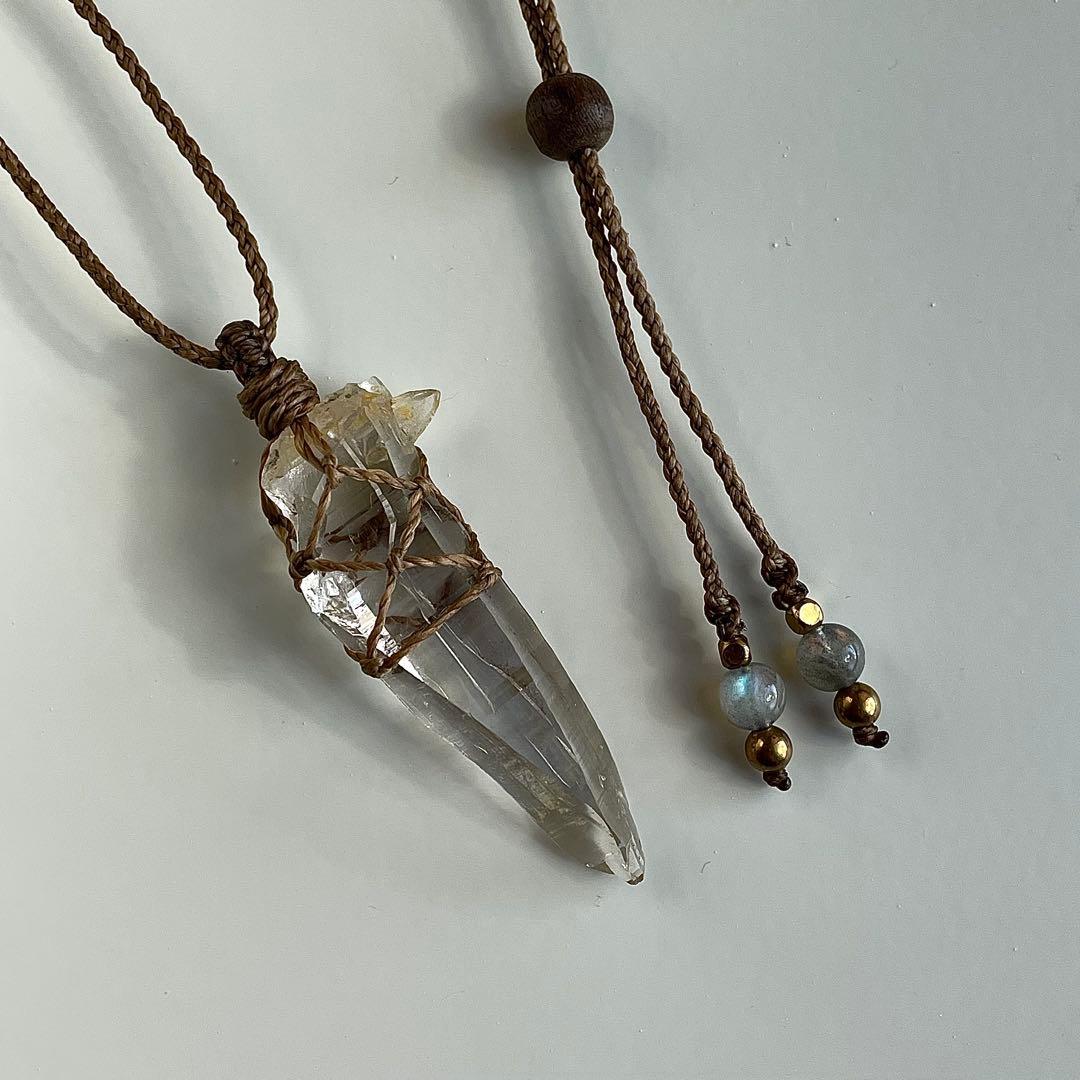 ヒマラヤ水晶 ガネッシュヒマール ＊ マクラメペンダント ネックレス 58