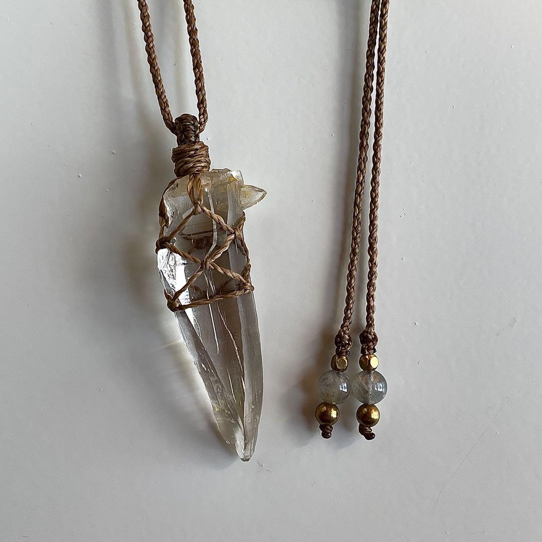ヒマラヤ水晶 ガネッシュヒマール ＊ マクラメペンダント ネックレス 58