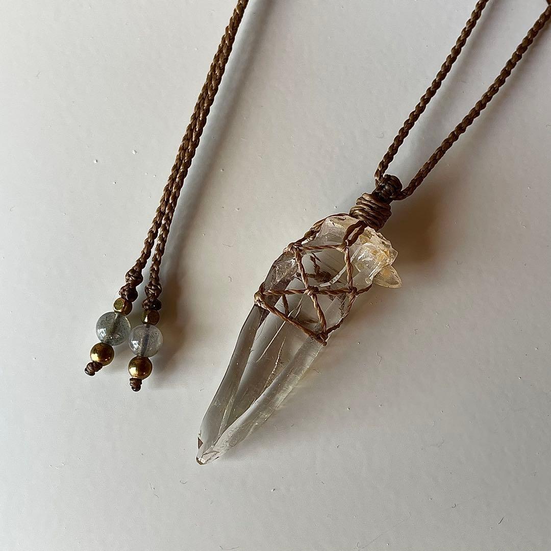 ヒマラヤ水晶 ガネッシュヒマール ＊ マクラメペンダント ネックレス 58