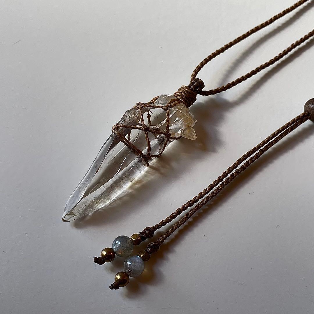 ヒマラヤ水晶 ガネッシュヒマール ＊ マクラメペンダント ネックレス 58