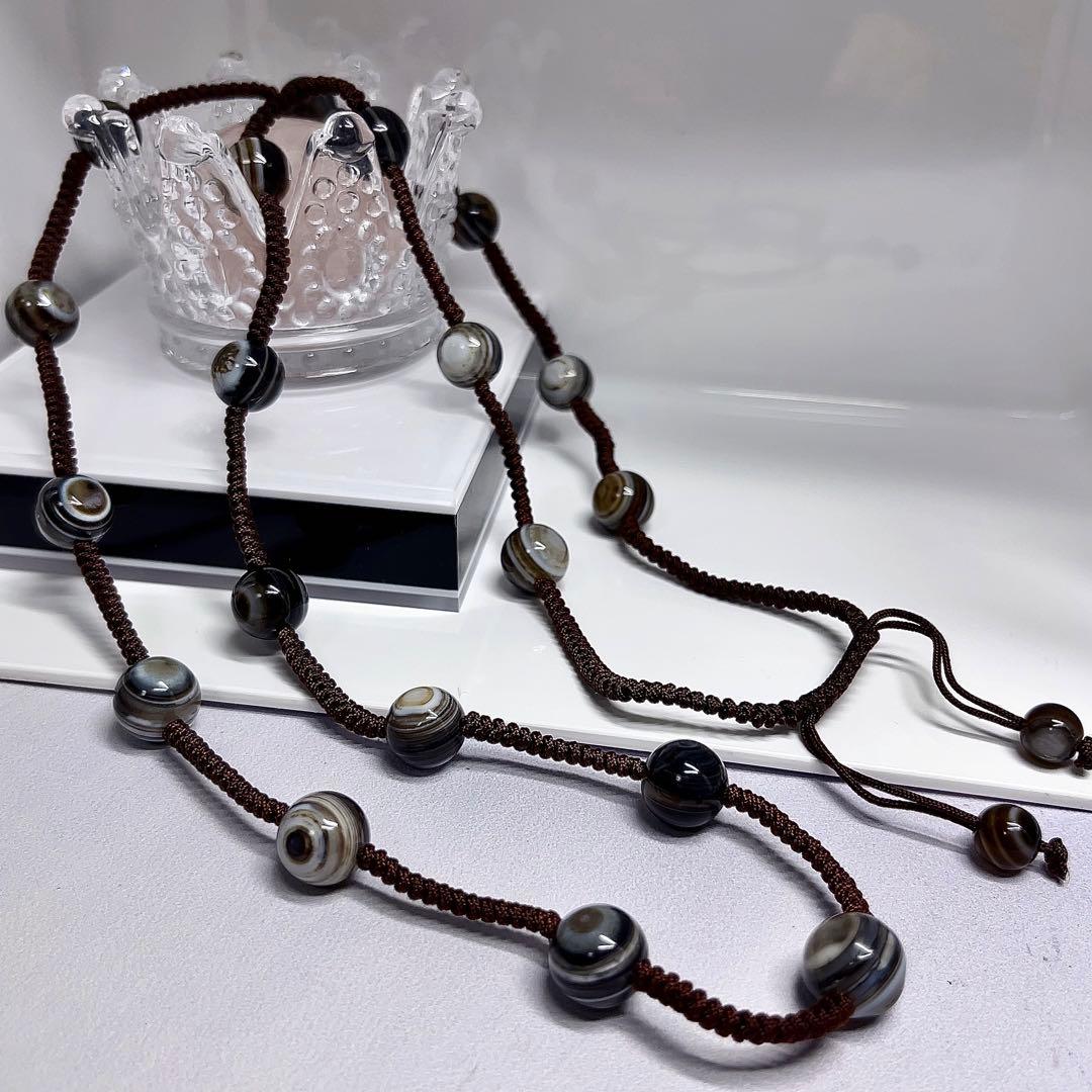 【超美品】天珠　天眼石　ネックレス　天然石　マクラメ編み　二眼天珠　1