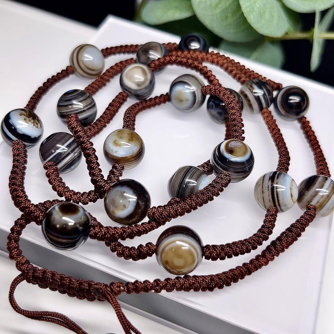 【超美品】天珠　天眼石　ネックレス　天然石　マクラメ編み　二眼天珠　1