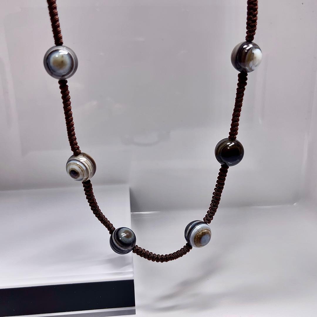 【超美品】天珠　天眼石　ネックレス　天然石　マクラメ編み　二眼天珠　1