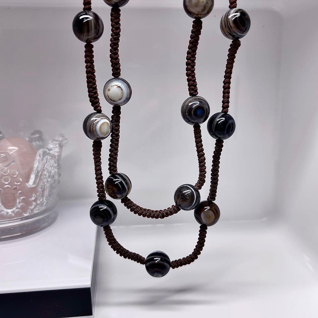 【超美品】天珠　天眼石　ネックレス　天然石　マクラメ編み　二眼天珠　1