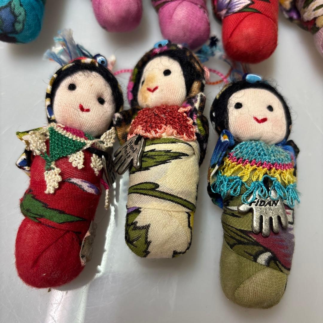 手作り人形 10体セット カラフル　トルコの手編み刺繍入り