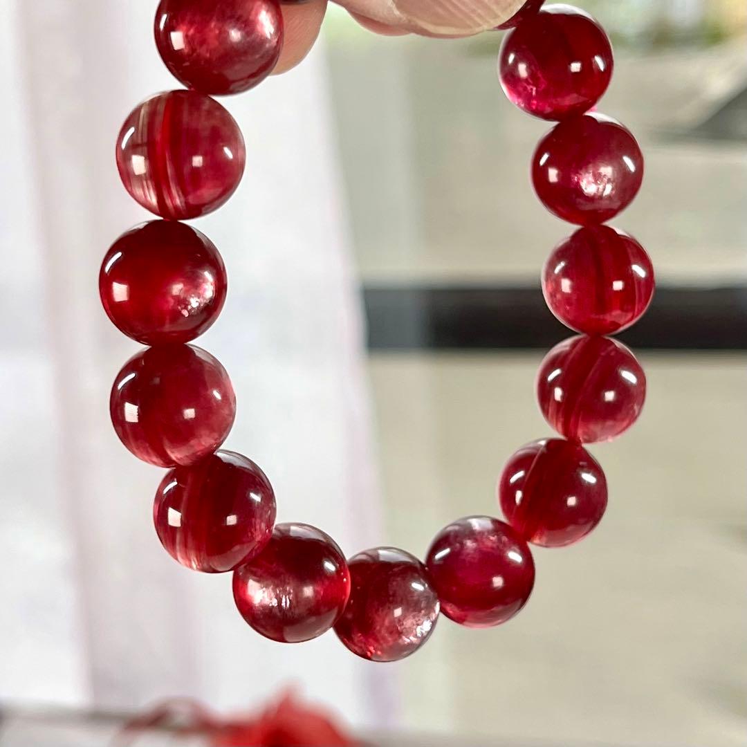 最高級　濃厚　ラズベリーピンクマイカブレスレット　8